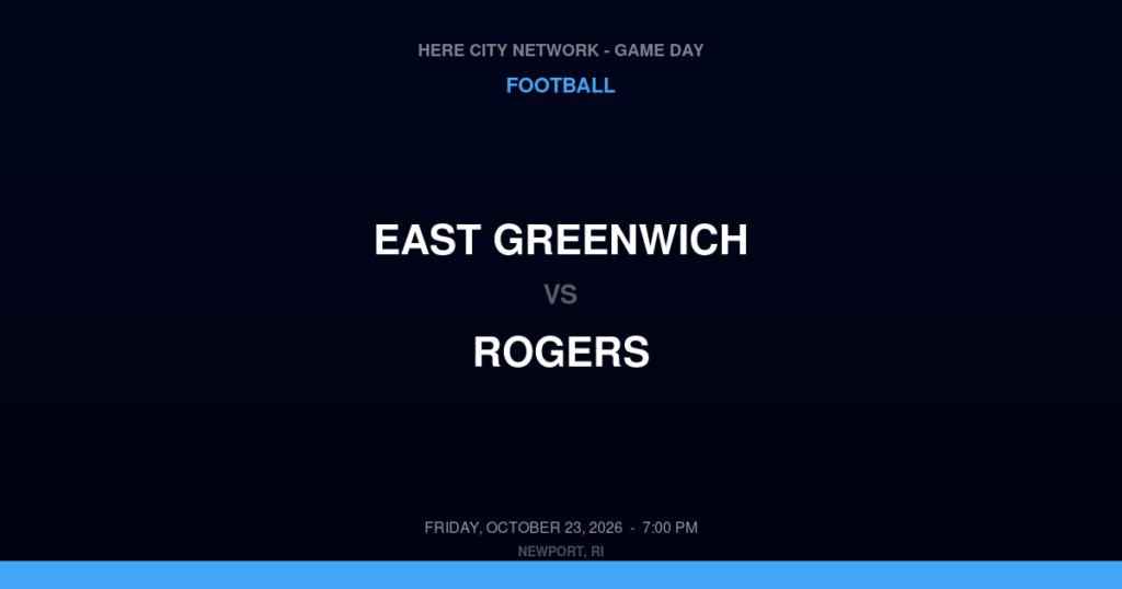 East Greenwich vs. Rogers — Football Game Day — Newport, RI — Oct 23, 2026