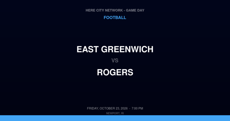 East Greenwich vs. Rogers — Football Game Day — Newport, RI — Oct 23, 2026